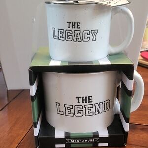 Eccolo White Ceramic 'The Legacy' & 'The Legend' Mug Set with Black Text